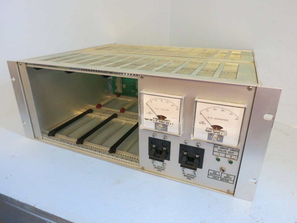 ABSOPULSE Power Supply Rack w 50A & 30A Breakers & Meters BPN 1908 B PLC Chassis (PM0685-4)