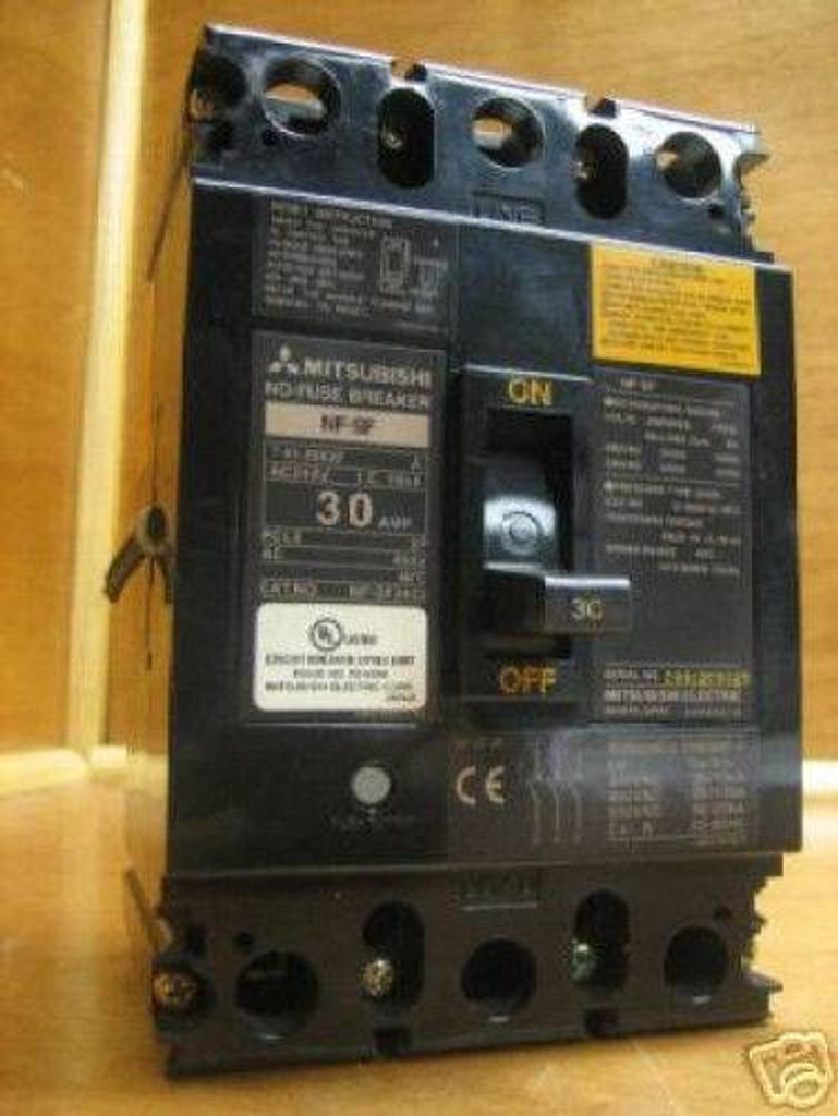 Mitsubishi NF-SF3030 30A Circuit Breaker 480V Aux Switch NF-SF 30 Amp NFSF-3030 (EBI2908-7)