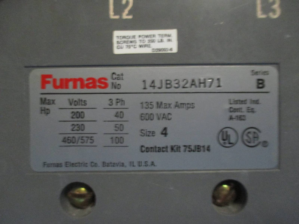 Siemens Tiastar Furnas 89 Size 4 Starter 200 Amp Fused 42" MCC MCCB Bucket Sz4 (TK0498-9)