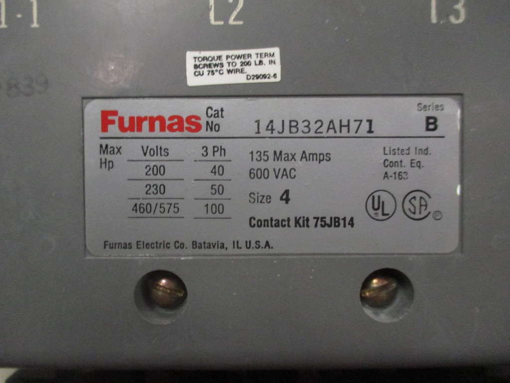 Siemens Tiastar Furnas 89 Size 4 Starter 480V Coil 400 Amp Fused 60" MCC Bucket (TK0513-2)