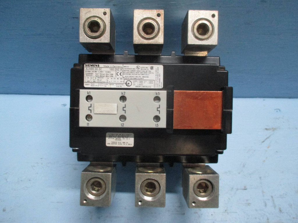 Siemens 3UA66 00-3C Motor Starter Overload Relay 160 - 250 Amp 600V 250A (TK0572-2)