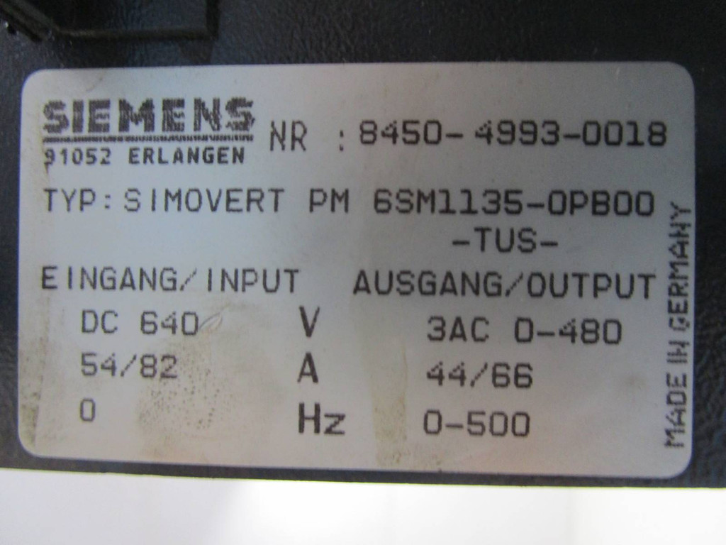 Siemens Simovert PM 6SM1135-0PB00 Inverter Module 6 SM1-WR 6SM11350PB00 6SM1WR (NP0645-18)