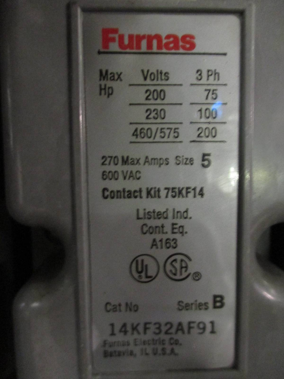 Siemens Tiastar Furnas 89 Size 5 Starter 600 Amp Fused 60" MCC Bucket 120V Coil (TK0784-1)