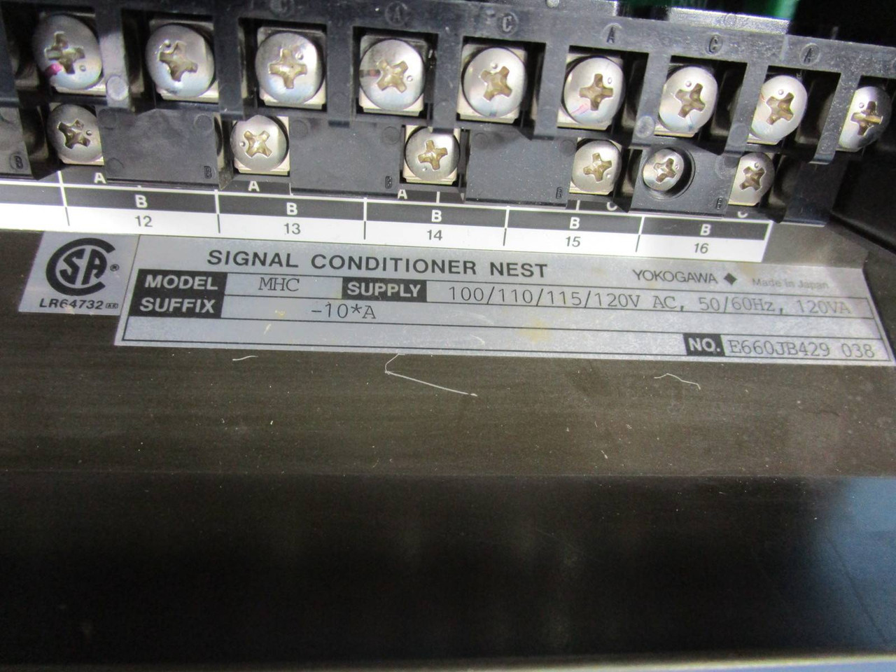 Yokogawa MHC-10*A Signal Conditioner Nest PLC Module Rack Chassis 120V 120 VA (NP0793-26)