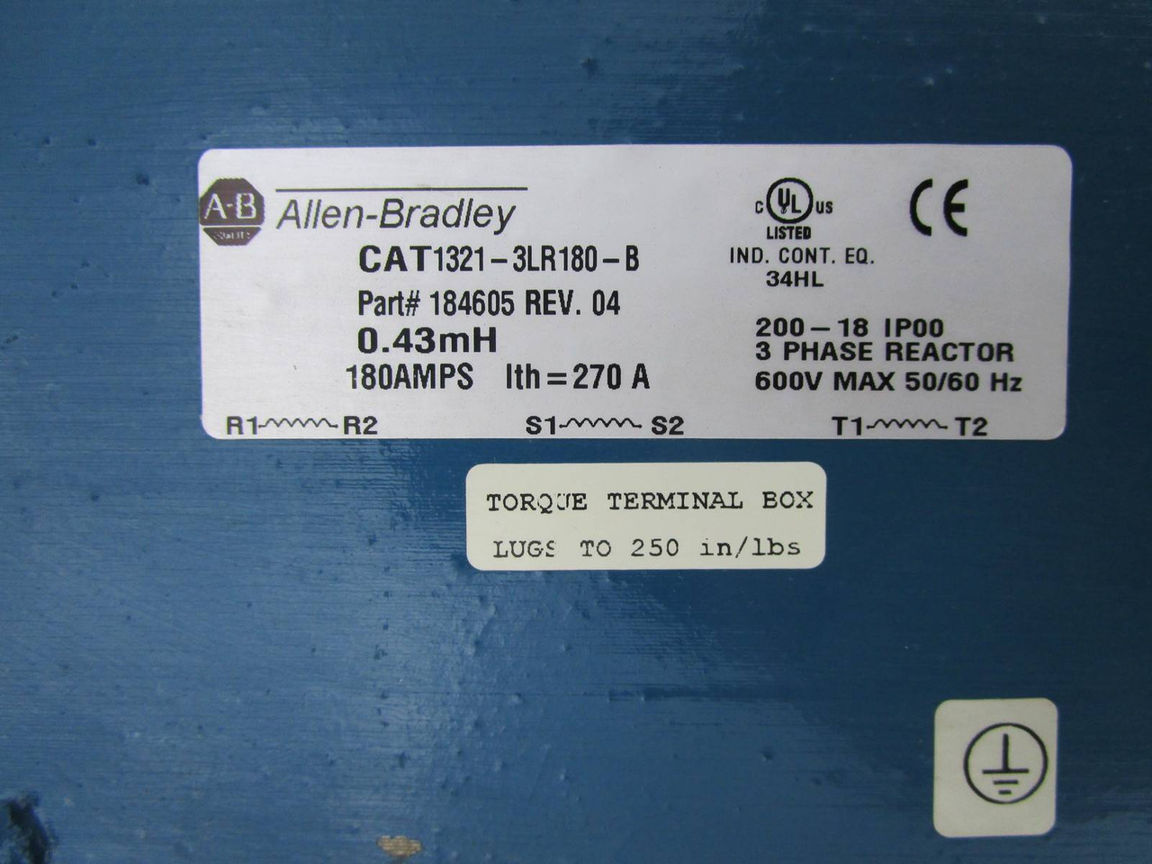 Allen Bradley 1321-3LR180-B AC Line Reactor 13213LR180B 3 Phase 180 Amps 184605 (NP0801-3)