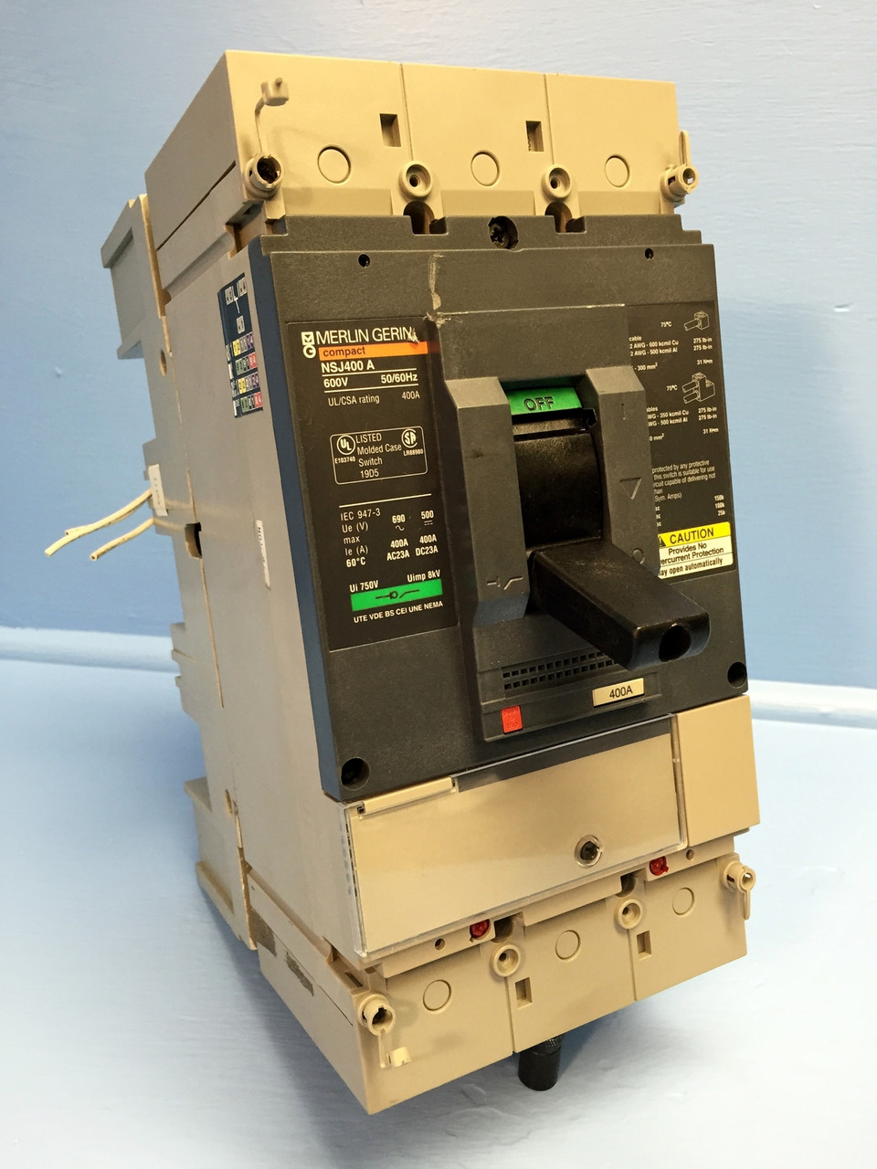 Image of Merlin Gerin NSJ400A 400A Compact Molded Case Switch w/ Base Adapter 3P NSJ400 A