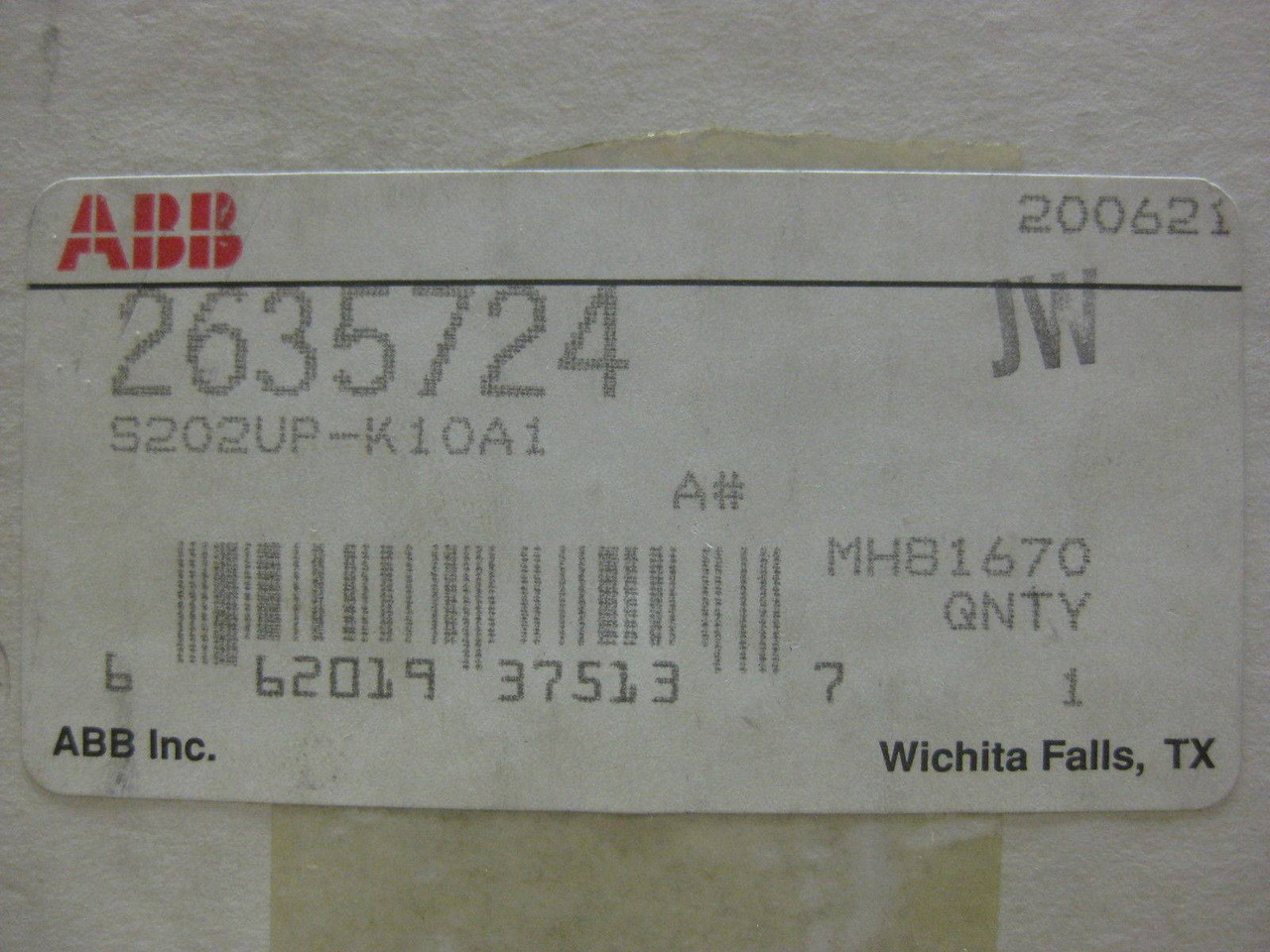 ABB S202UP-K10A S2C-A1U 10A Circuit Breaker 2P 480Y/277 VAC 10kA 10 Amp (EBI0085-10)