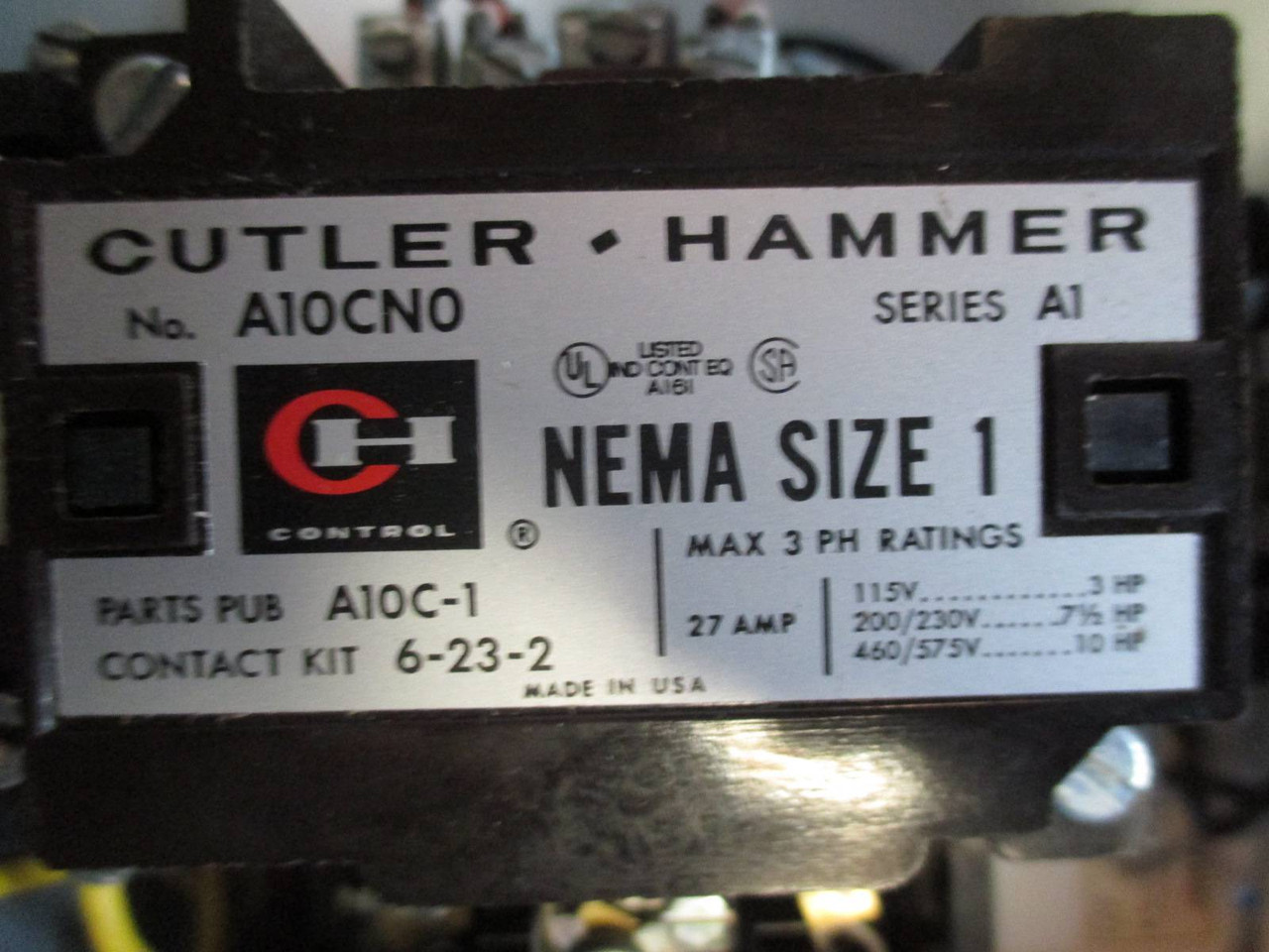Cutler Hammer F10 Unitrol Size 1 Starter 15 Amp Breaker 12" MCC Bucket Sz1 C-H (TK0887-1)