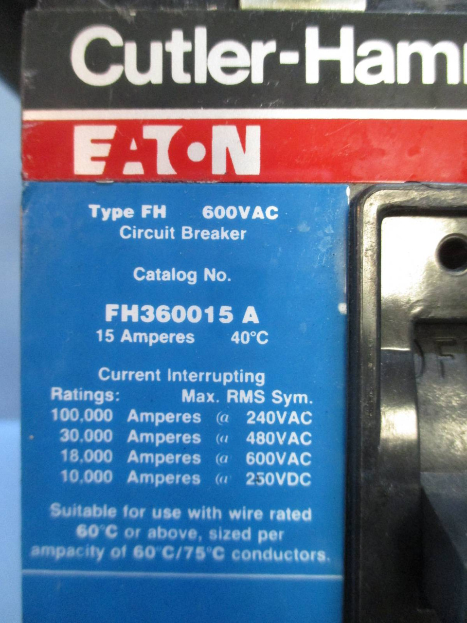 Cutler Hammer F10 Unitrol Size 1 Starter 15 Amp Breaker 12" MCC Bucket Sz1 C-H (TK0887-1)