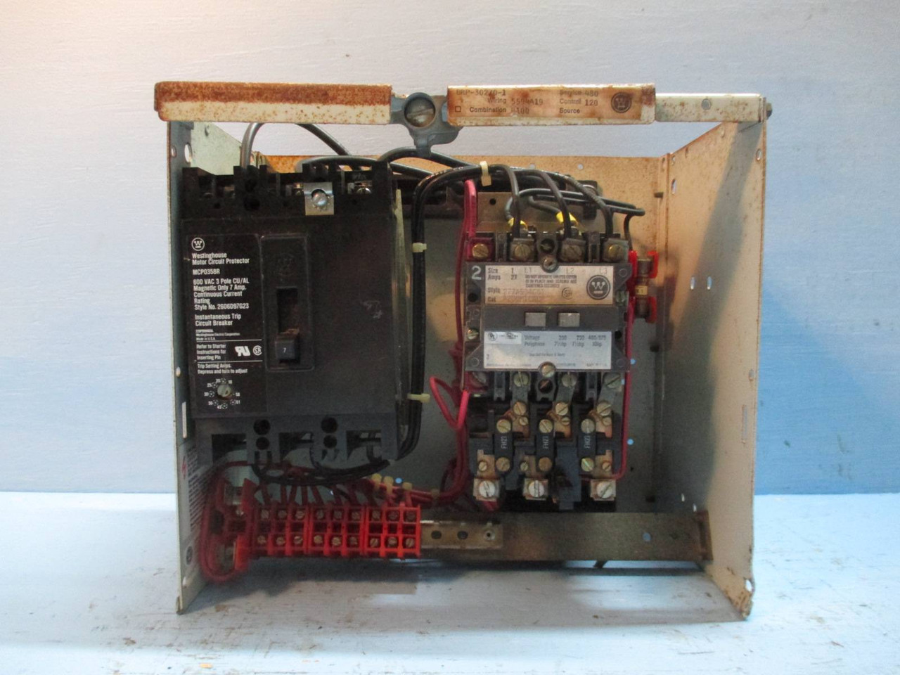 Westinghouse Type W Size 1 Starter 7 Amp Breaker Motor Control Center Bucket 12" (TK0891-5)