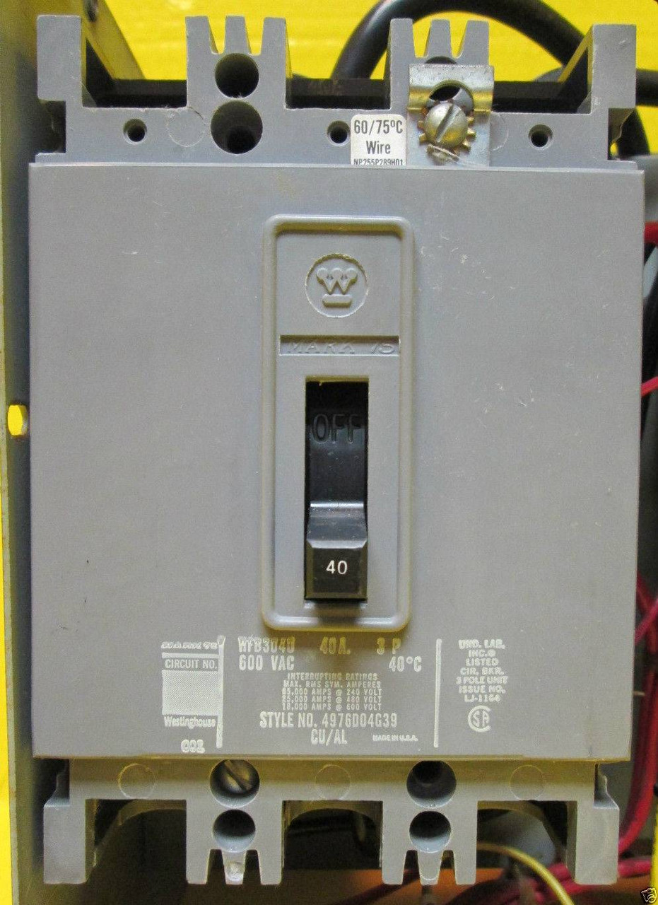 Westinghouse Type W Size 2 Starter 40A Breaker Motor Control Center Bucket 12" HFB (TK0920-1)