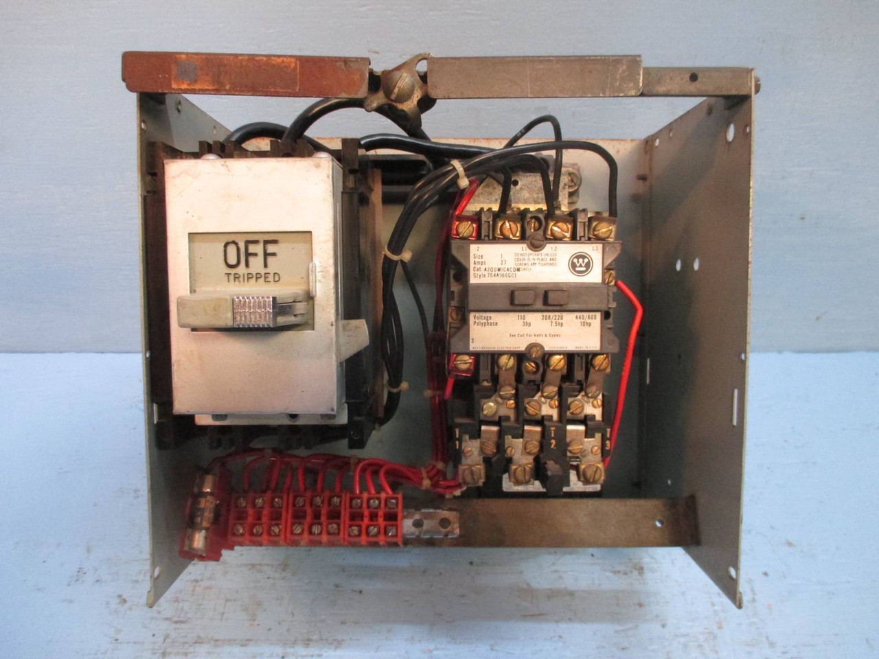 Image of Westinghouse Type W Size 1 Starter 20A Breaker Motor Control Center Bucket 12"