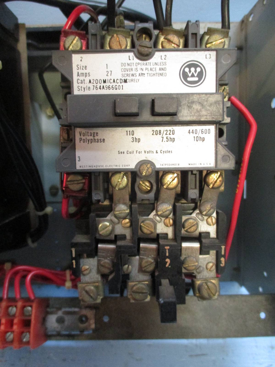 Westinghouse Type W Size 1 Starter 20A Breaker Motor Control Center Bucket 12" (TK0930-29)