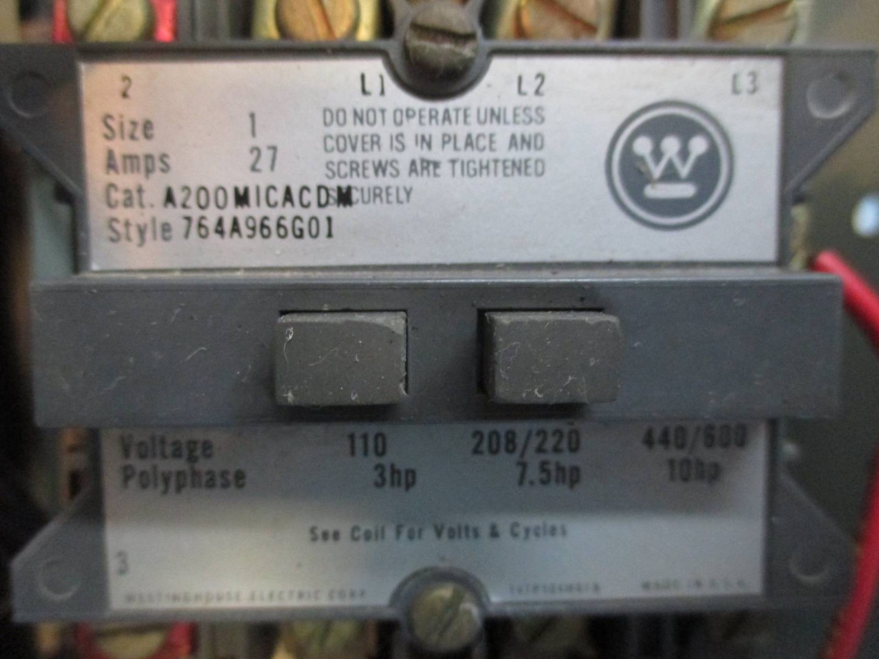 Westinghouse Type W Size 1 Starter 20A Breaker Motor Control Center Bucket 12" (TK0930-29)