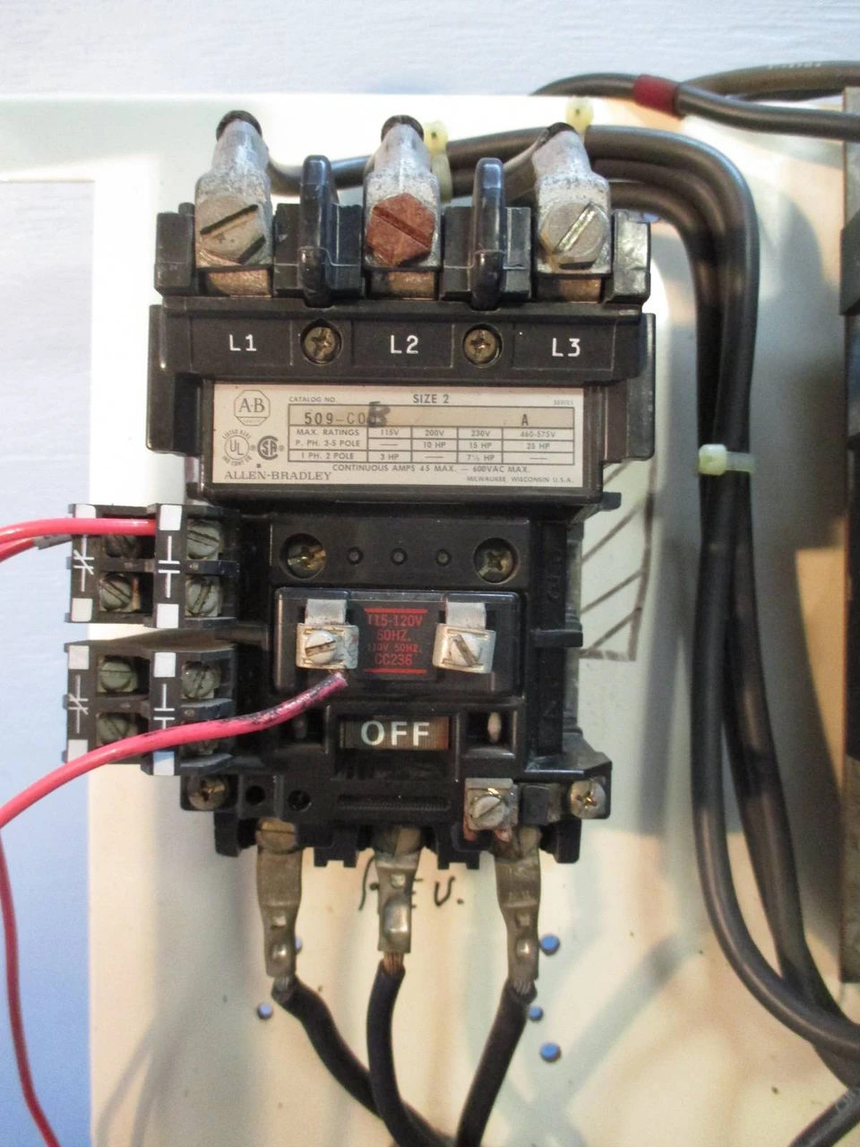 Allen Bradley 798 Size 2 2-Speed Reversing Starter 50 Amp Breaker 30" MCC Bucket (TK0957-1)