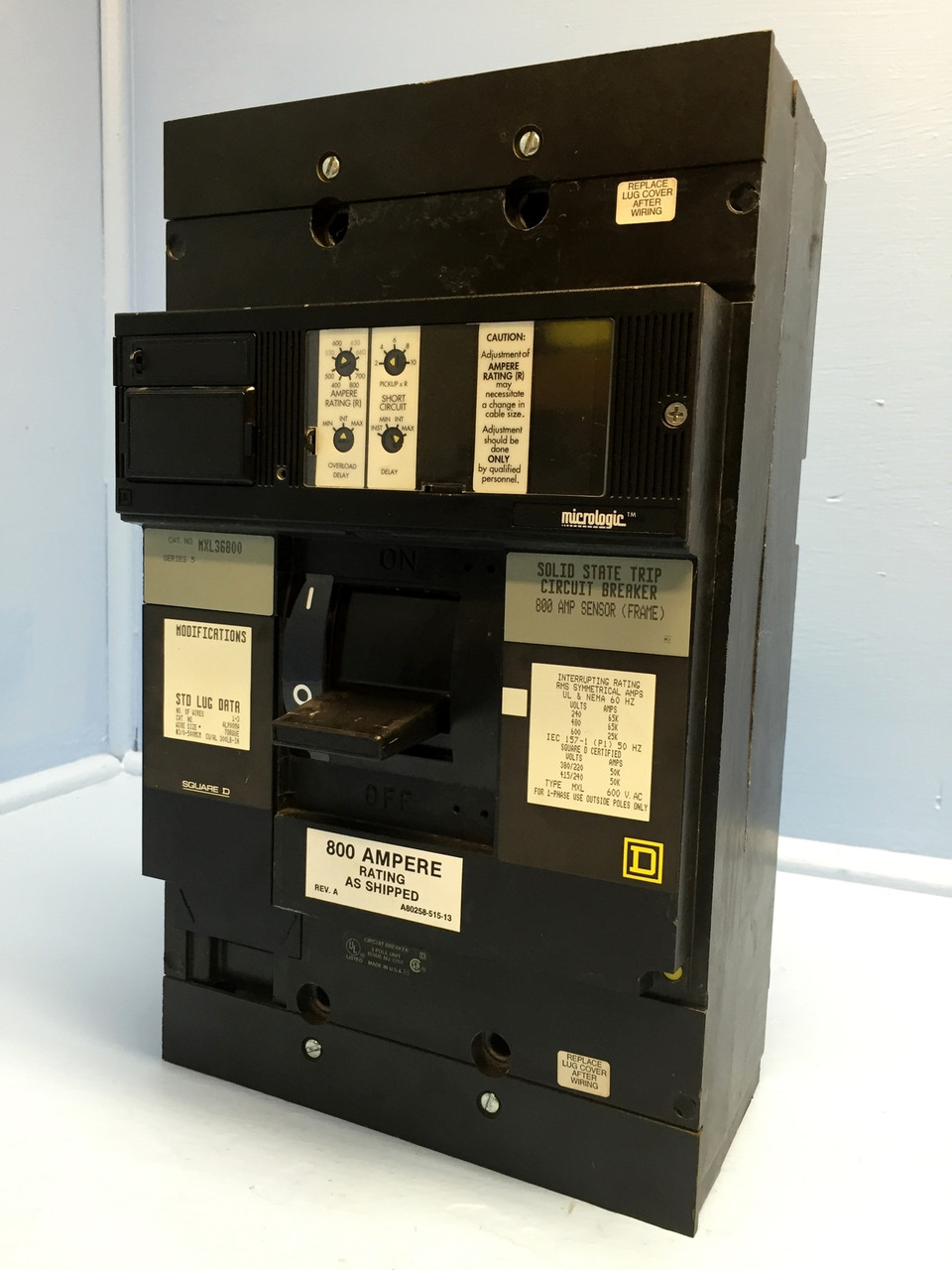 Square D MXL36800 800A Circuit Breaker 480/600V 3 Pole Type MXL 800 Amp (EM0973-2)