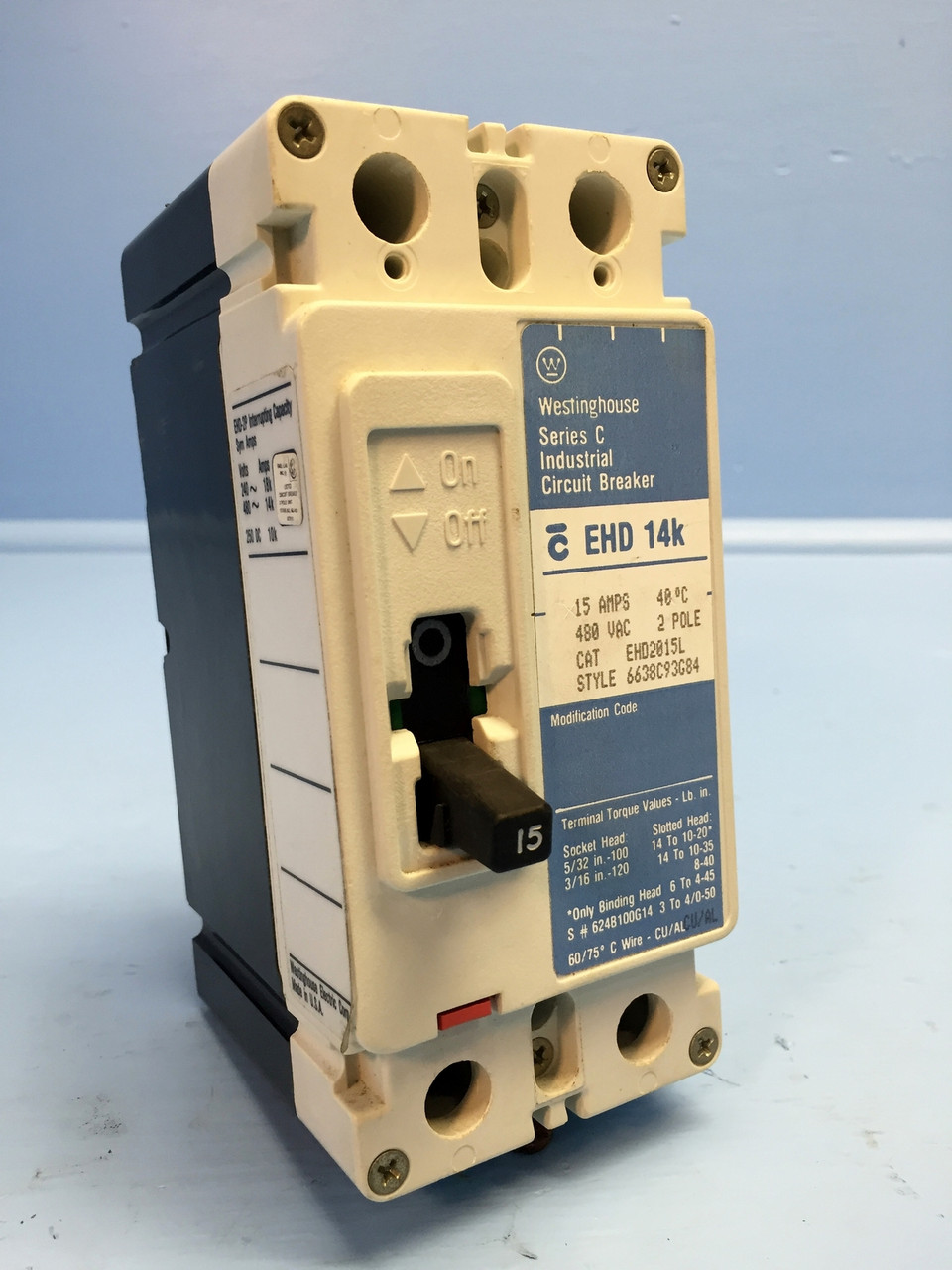 Westinghouse EHD2015L 15A Circuit Breaker Matte 2P EHD2015 Cutler Hammer 15 Amp (EM0975-1)