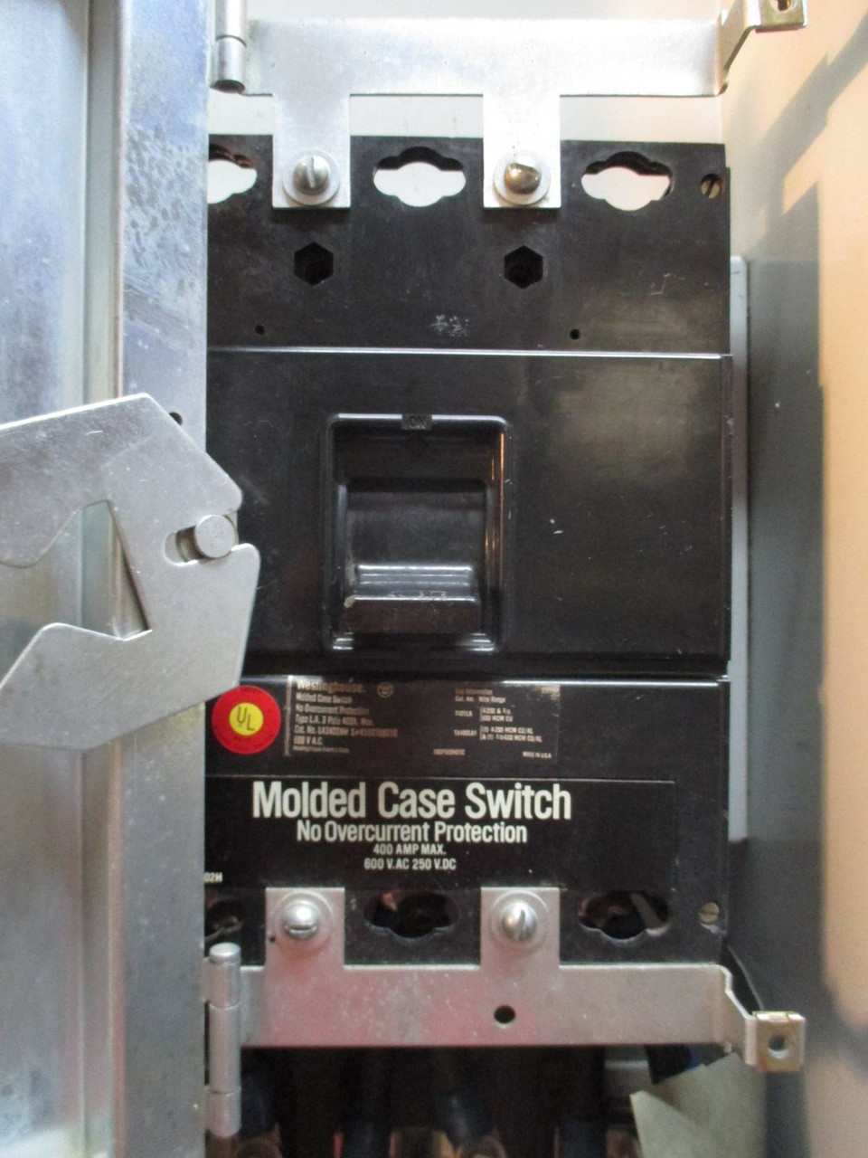 Westinghouse Type W 400 Amp Main Breaker Feeder 42" Motor Control Center Bucket (TK1099-1)