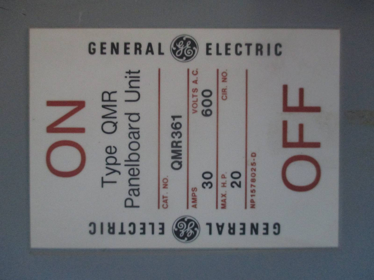GE QMR361 30 Amp w Hardware 600V Twin Fusible Panelboard Disconnect THFP-361 30A (TK1210-16)