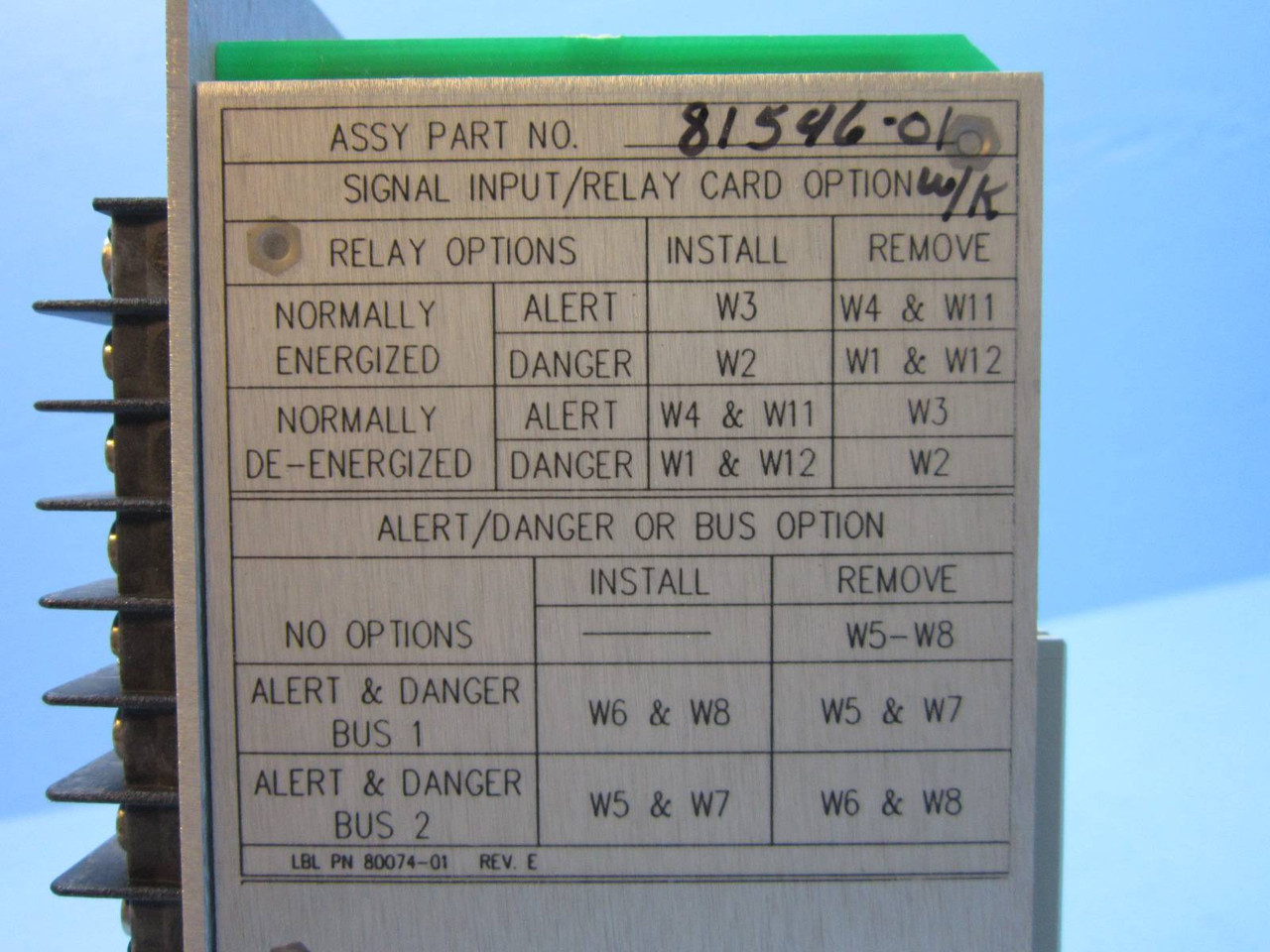 NEW Bently Nevada 81546-01 XDCR IO Record Terminals Alarm Relay Outputs 79748-01 (NP0966-1)