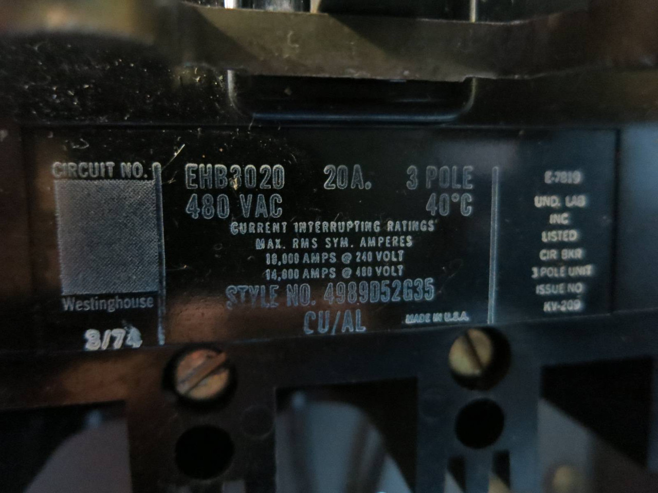 Westinghouse 20A Breaker/30A Lighting Contactor Busplug 58-E-3428 BPIN-A226SIABN (PM1653-4)