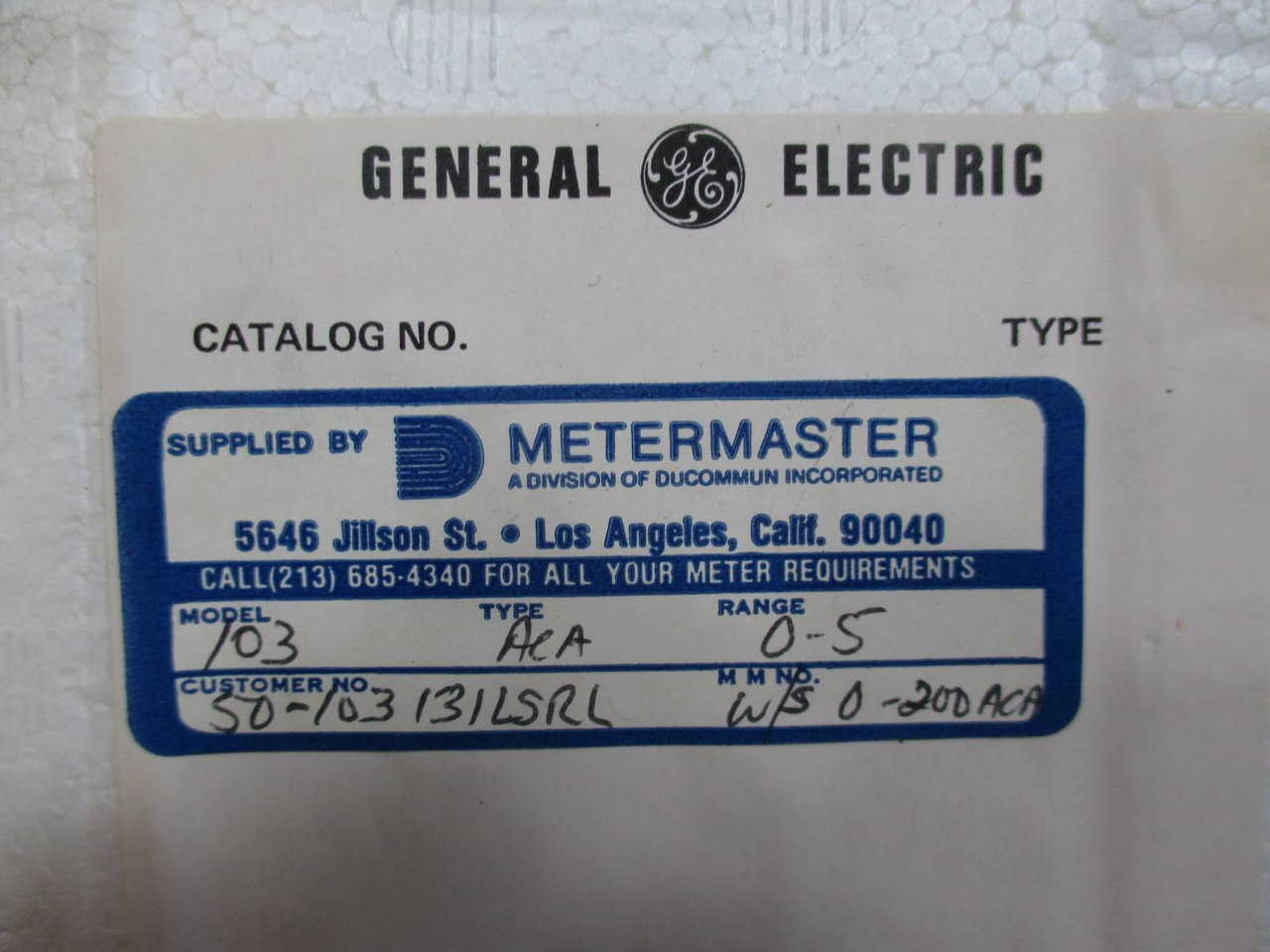 New In Box GE General Electric Model 103 Type ACA Range 0-5 AC Amperes Meter Amp (TK1305-5)