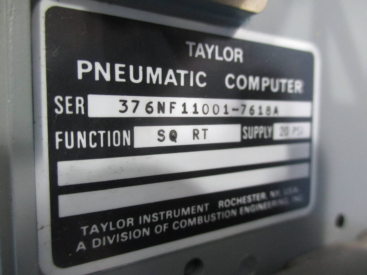 Taylor 376NF11001-7618A Pneumatic Computer Square Root Function 20 PSI (TK1353-5)