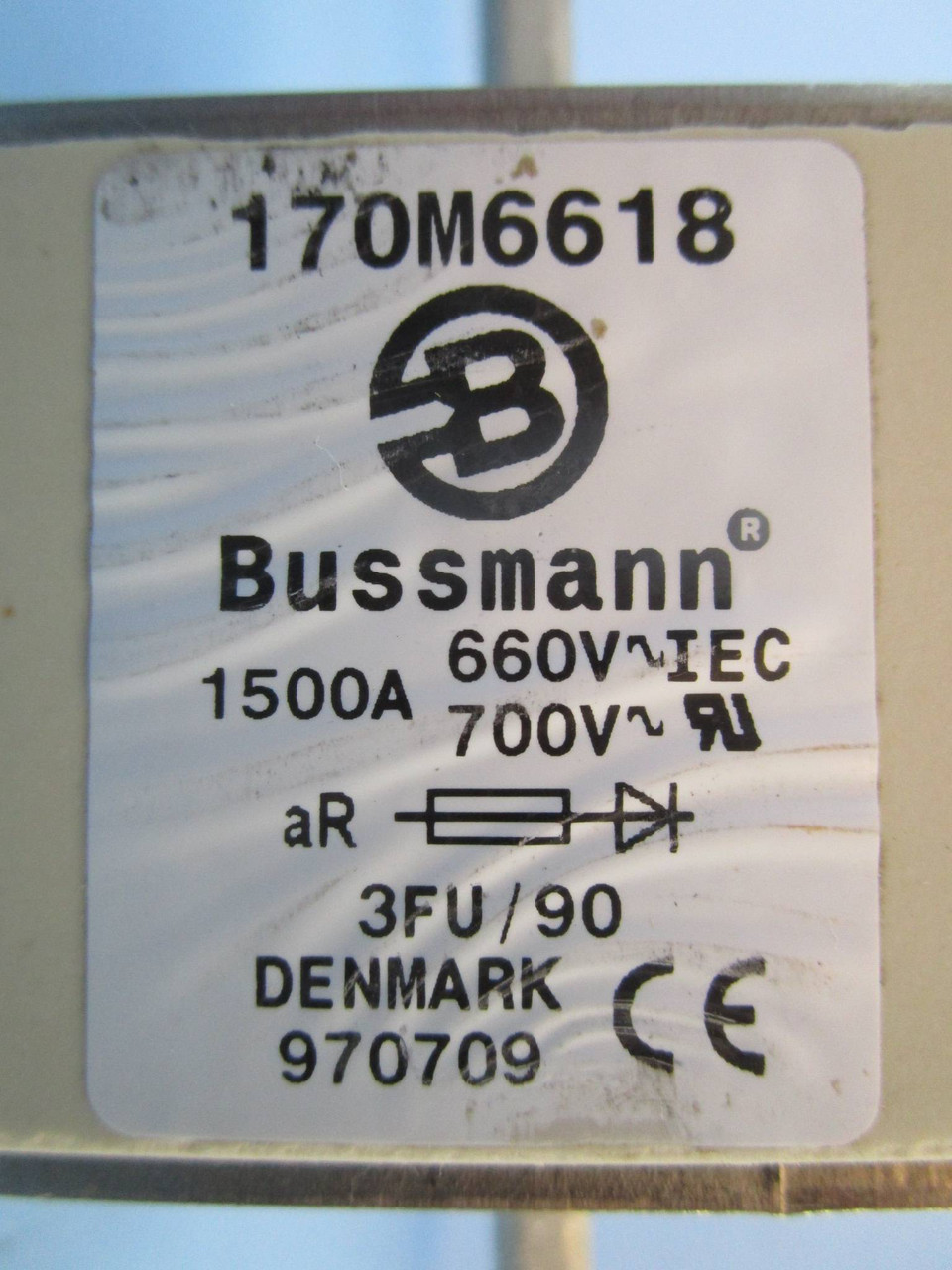 Bussmann 170M6618 1500A 660V~IEC 700V~RU 3FU/90 Denmark 970709 Fuse 1500 Amp A (PM1676-6)