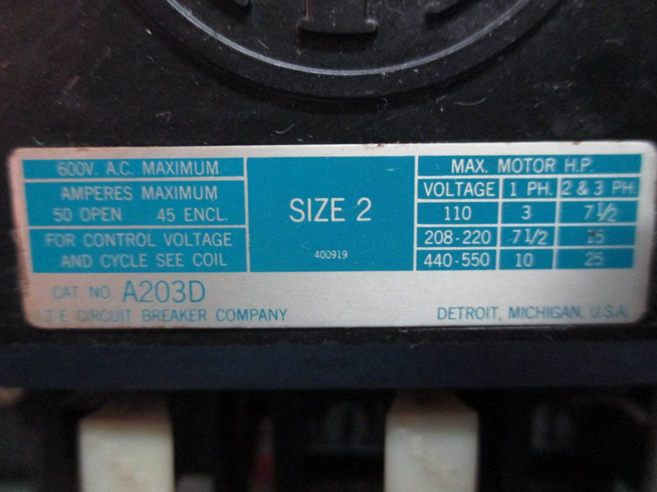 ITE Gould 9600 Size 2 Starter 60 Amp Fusible 12" MCC Bucket I-T-E Sz2 60A MCCB (TK1372-20)