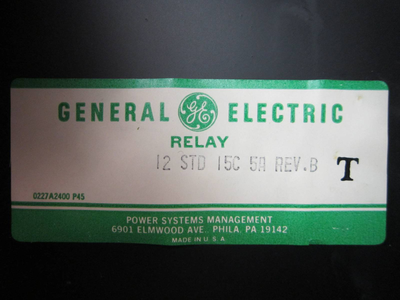 GE 12STD15C5A Rev B Differential Relay Transformer Protection Relay Type STD 5A (NP0988-6)