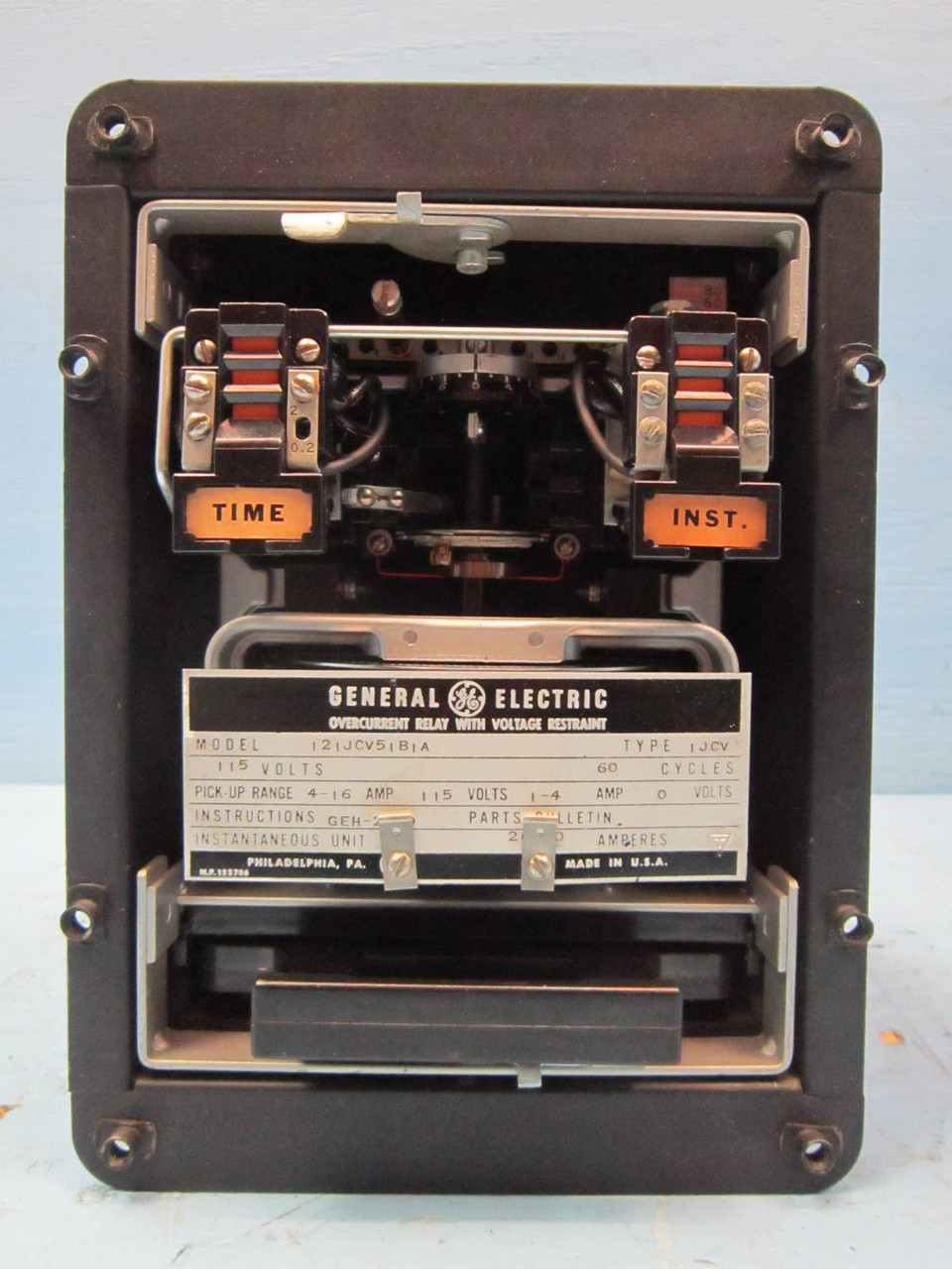 General Electric 12IJCV51B1A Overcurrent Relay with Voltage Restraint IJCV 120V (NP0991-2)
