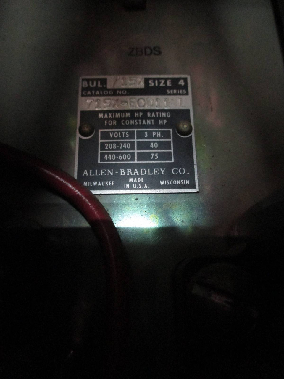 Allen Bradley 2100 Size 4 Two-Speed Reversing Starter 60" Fusible MCC Bucket AB (TK1386-2)