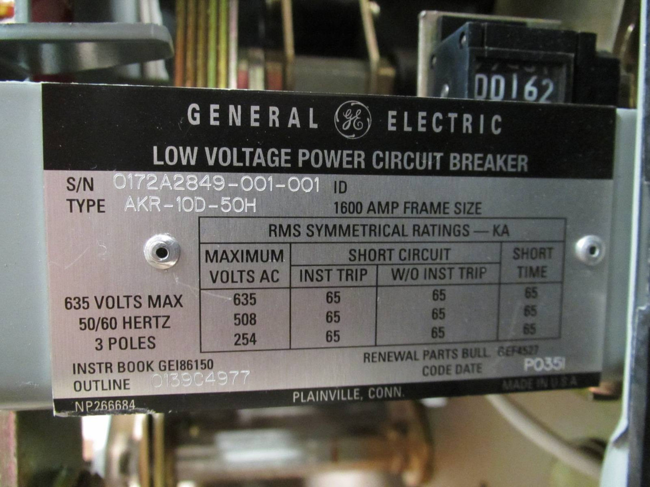 GE AKR-10D-50H 1600A EO Breaker 1200A Plug LSG Epic MicroVersa Trip TS20LSGM (PM1734-15)
