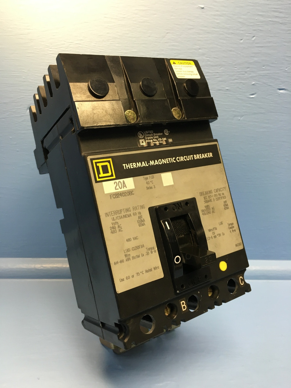 Square D I-Line FCB24020BC 20A Circuit Breaker S3 480V FCB FCB24020 ILine 20 Amp (EM1211-4)