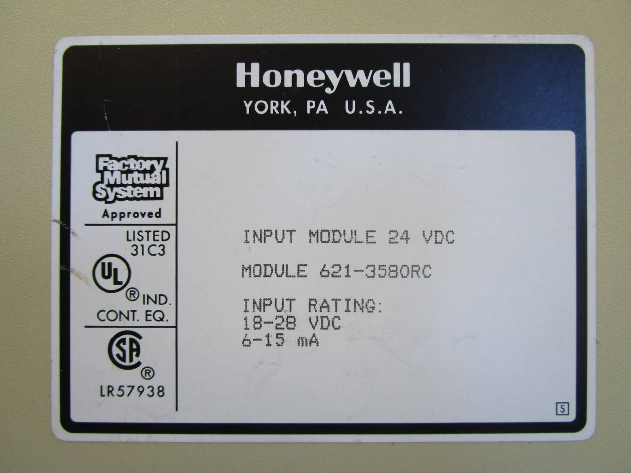 Honeywell 621-3580RC Input Module PLC 6213580 RC Series 9000 24 VDC 6213580RC IN (NP1077-2)