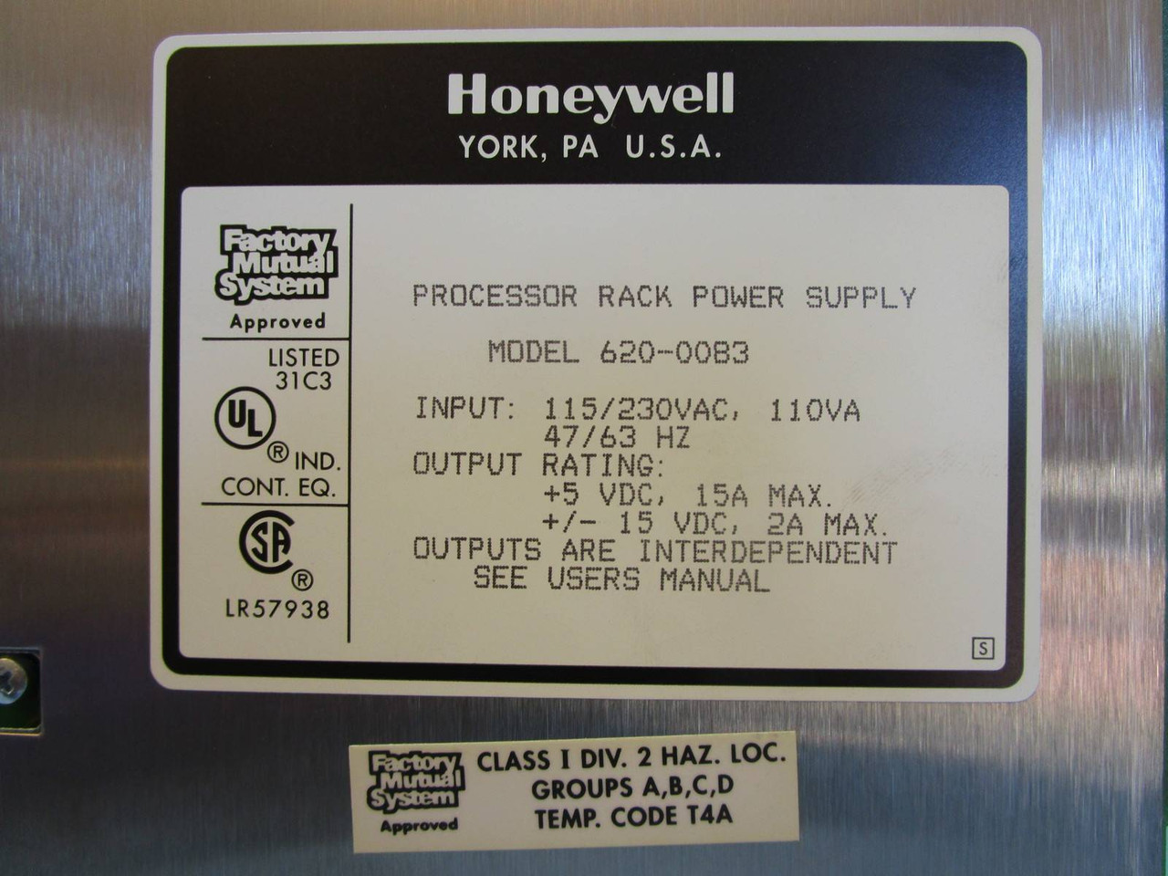 Honeywell 620-0083 Processor Power Supply Module PLC 6200083 PPSM Series 9000 (NP1084-5)