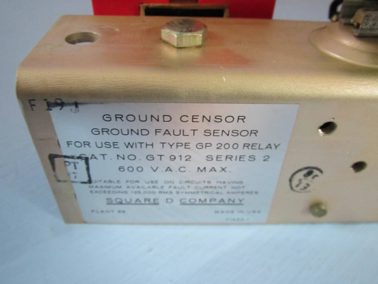 Square D GT-912 Series 2 Ground-Censor Type GC Ground Fault Sensor GT200 GT912 (PM1813-3)