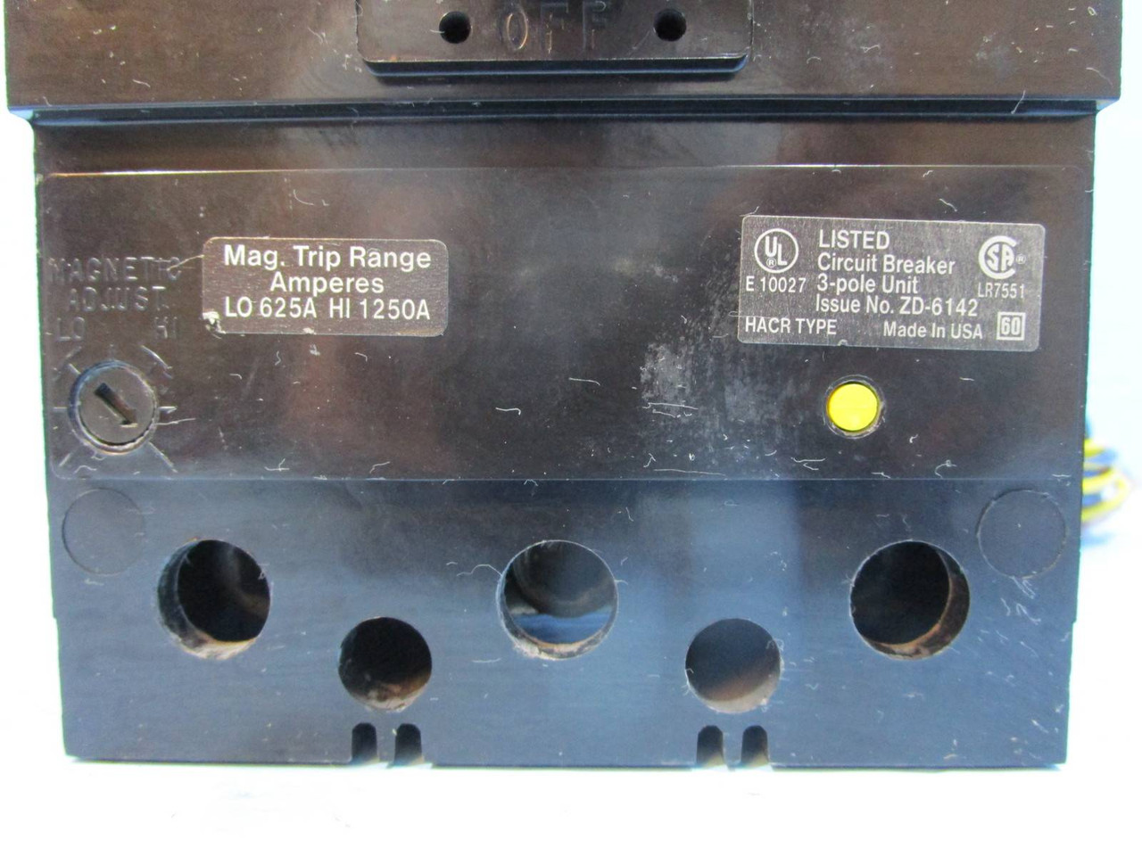 Square D KHP361251212 125A Circuit Breaker w/ Aux 480/600V 3P Type KAL 125 Amp (NP1223-1)