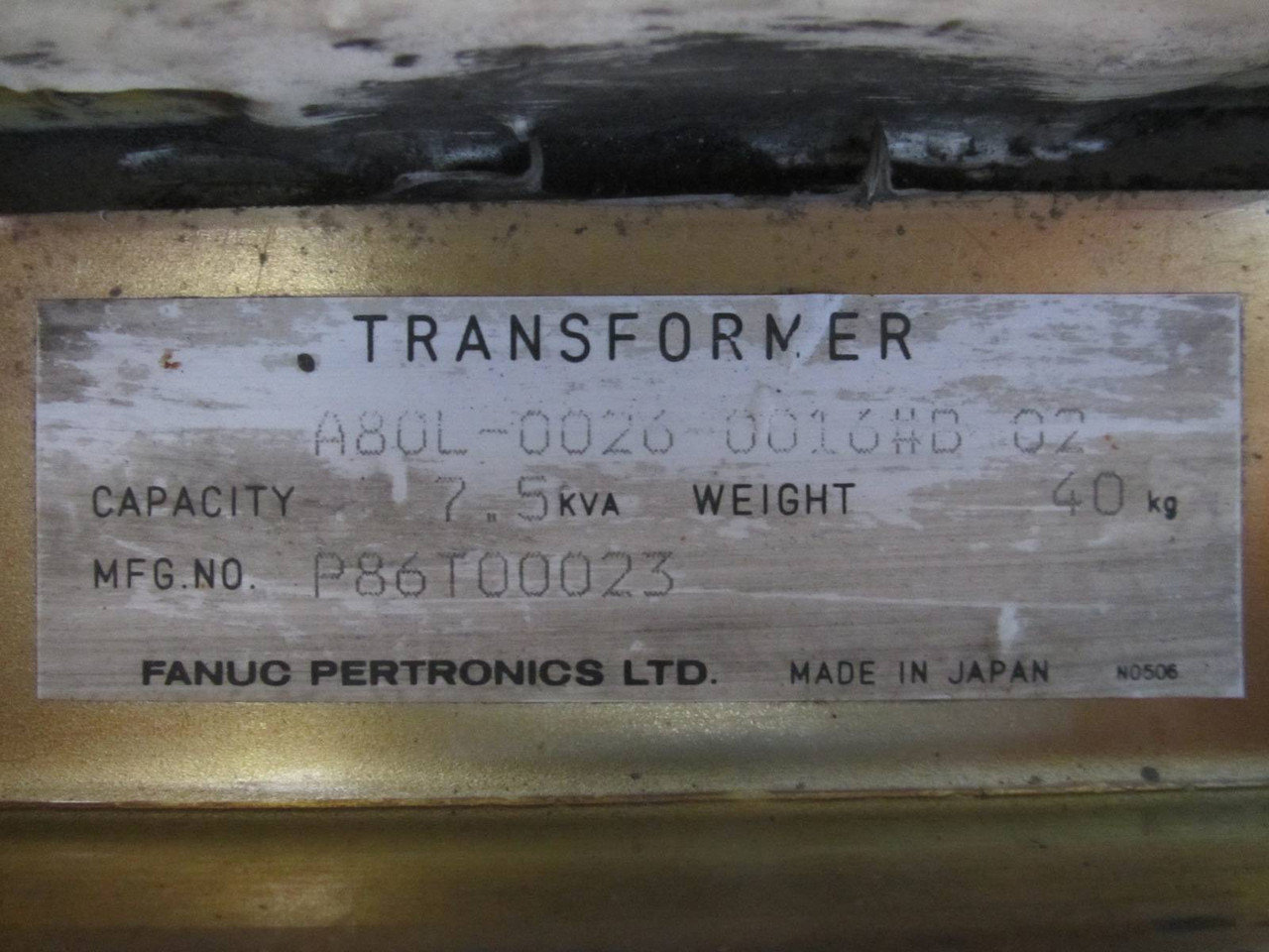 Fanuc Pertronics LTD 7.5 kVA A80L-0026-0016#B 02 Dry Type Transformer P86T00023 (PM1908-1)