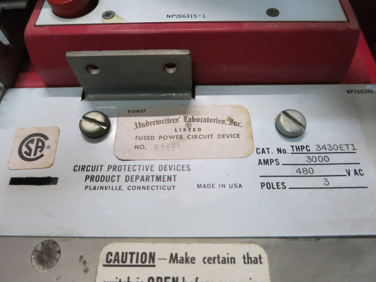 GE THPC3430ET1 3000 Amp HPC High Pressure Contact Switch THPC 3430ET1 THPC3430 A (PM1929-4)