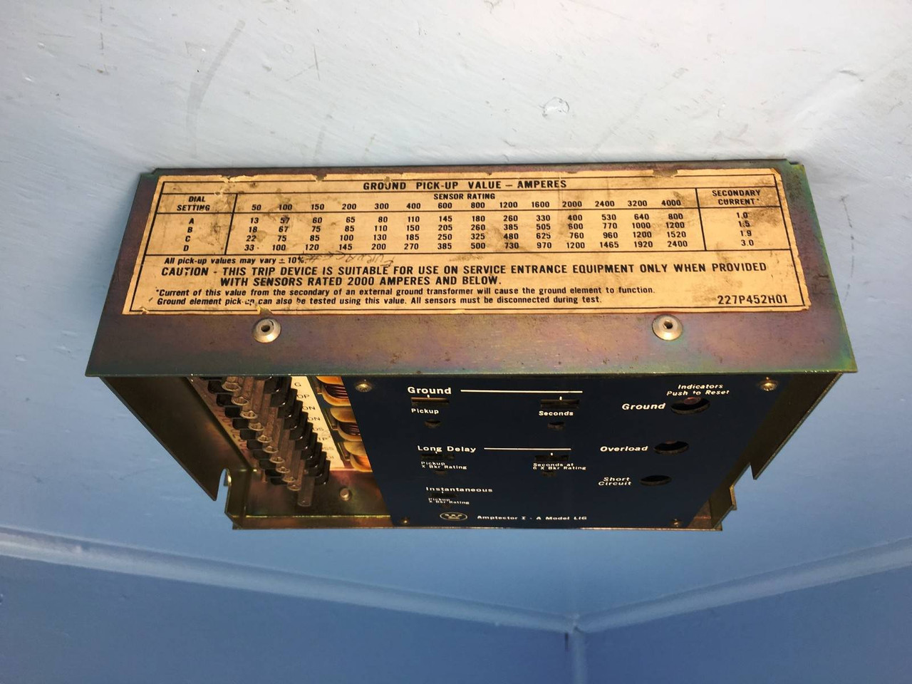 Westinghouse 6998D02G02 2000A Amptector I - A Model LIG Trip 227P452H01 Ground (EM1434-4)