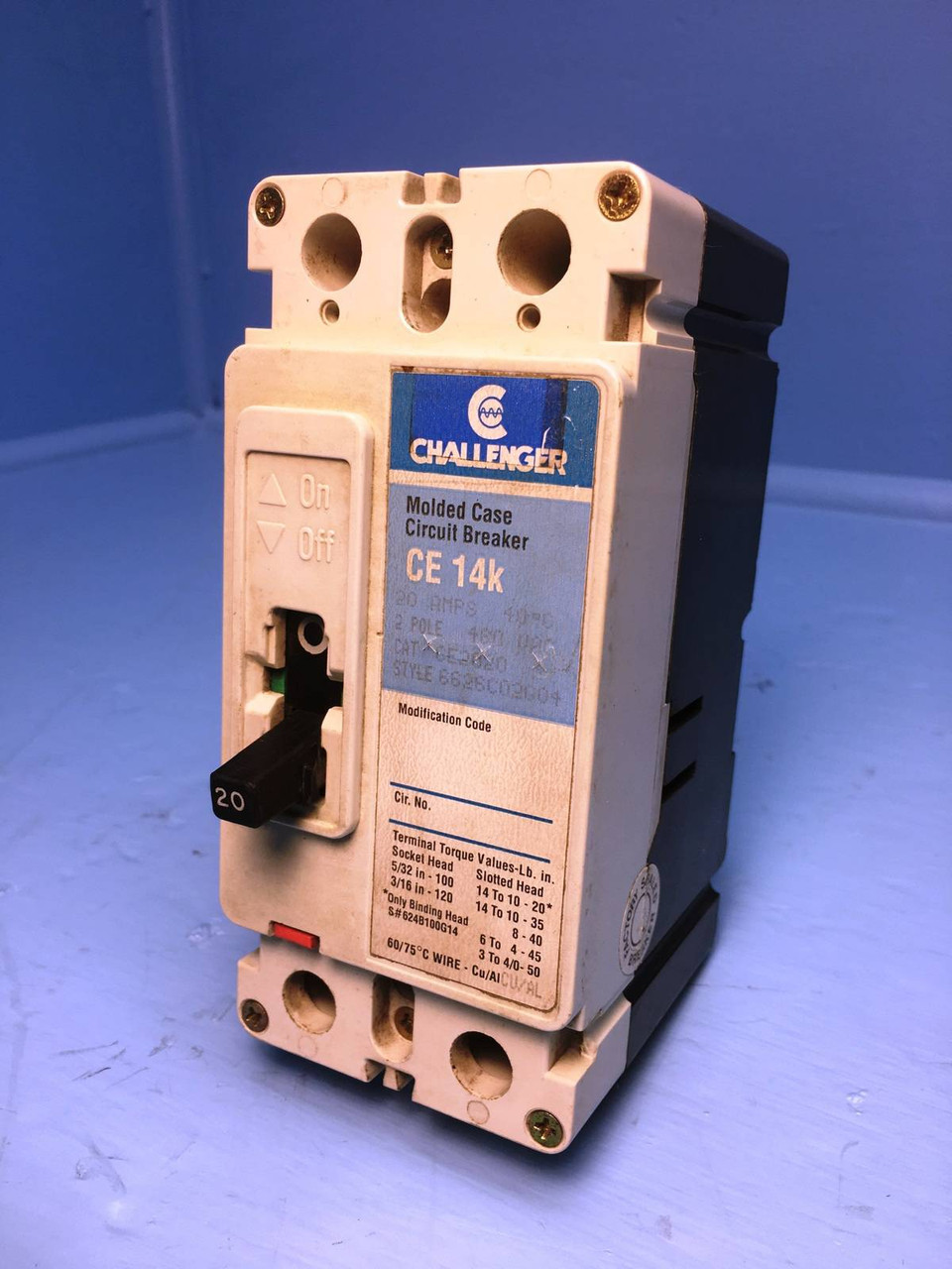 Image of Challenger CE2020 20A Circuit Breaker 480V CE2020L Cutler Hammer Eaton 20 Amp