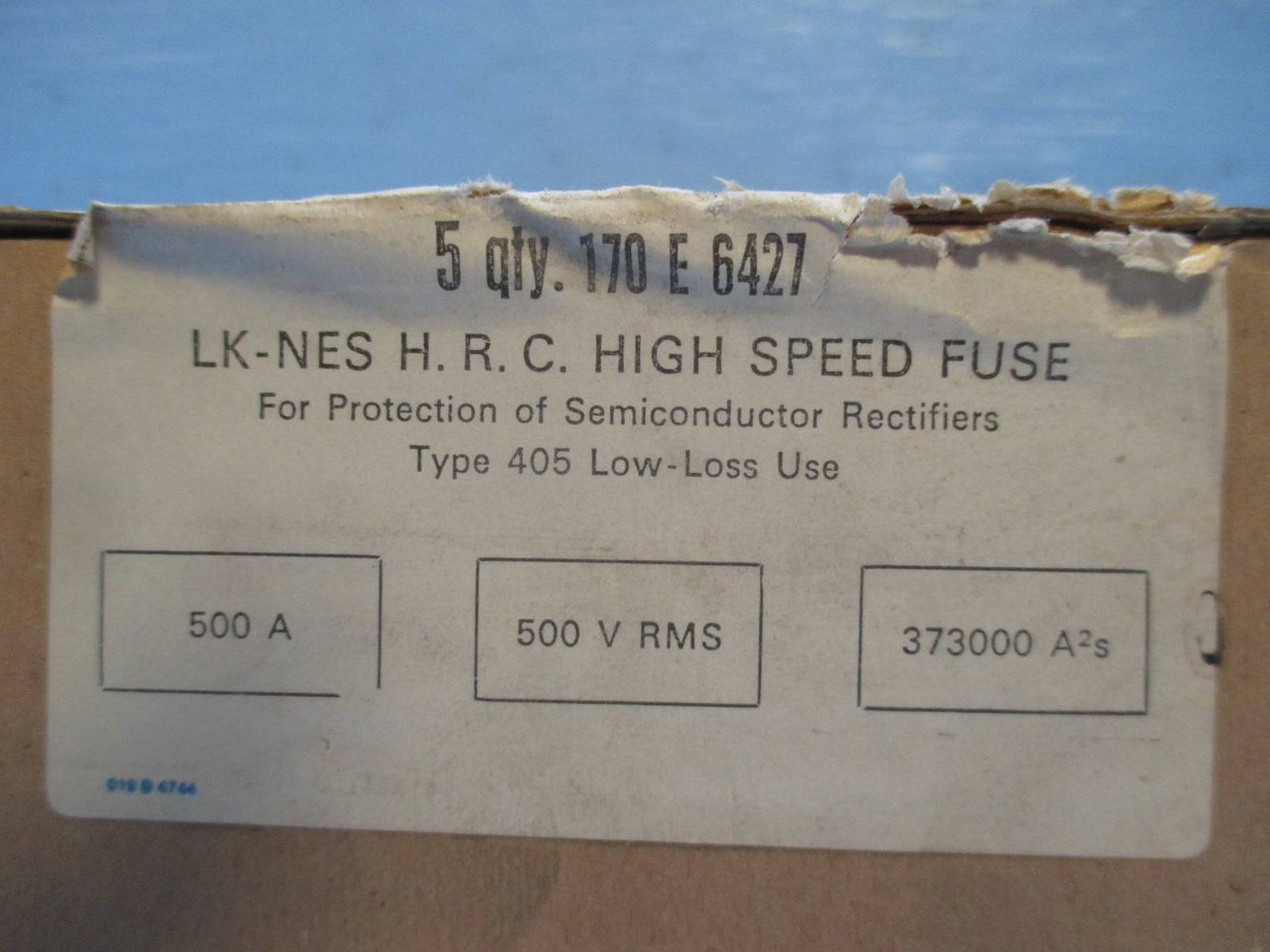 NEW LK-NES 170-E-6427 500A 500V Type 405 Low-Loss H.R.C. High Speed Fuse 500 Amp (TK1974-128)