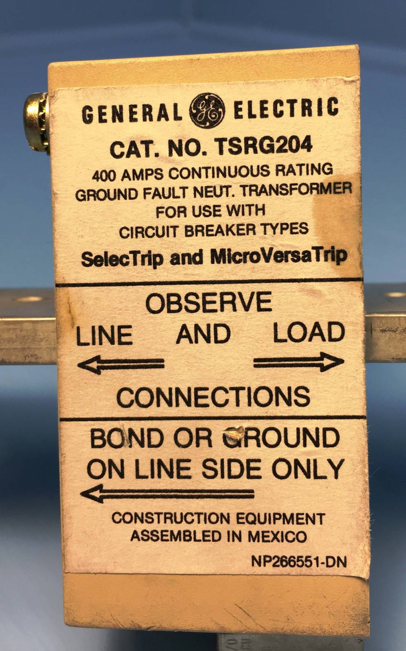 GE TSRG204 400A Ground Fault Neutral Transformer MicroVersatrip General Electric (EM1604-2)