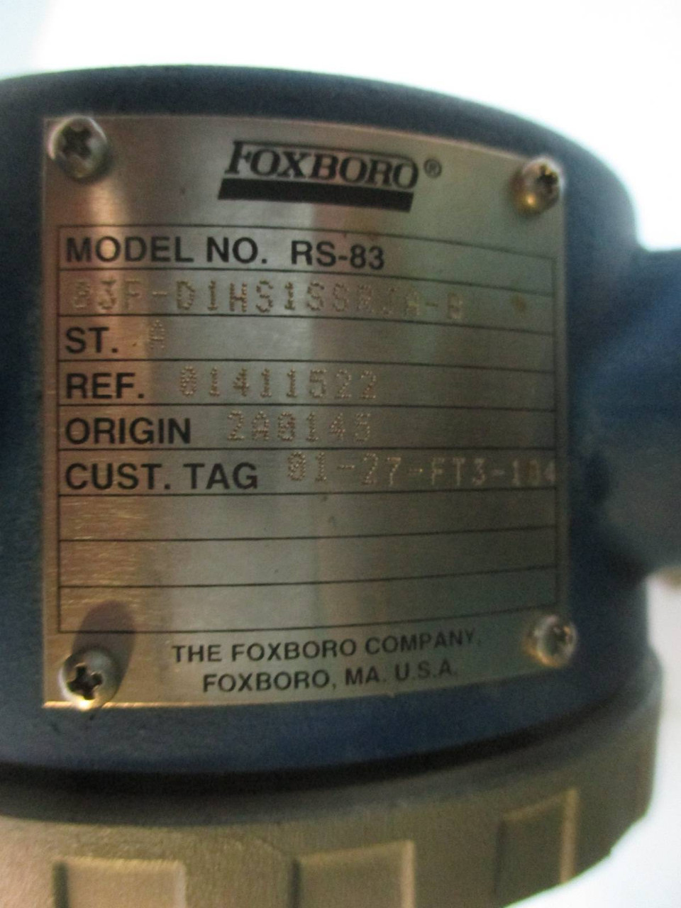 Foxboro 83F-D1HS1SSRJA-B A/I Vortex Flow Meter w/ RS-83 Pressure Transmitter (TK2109-1)