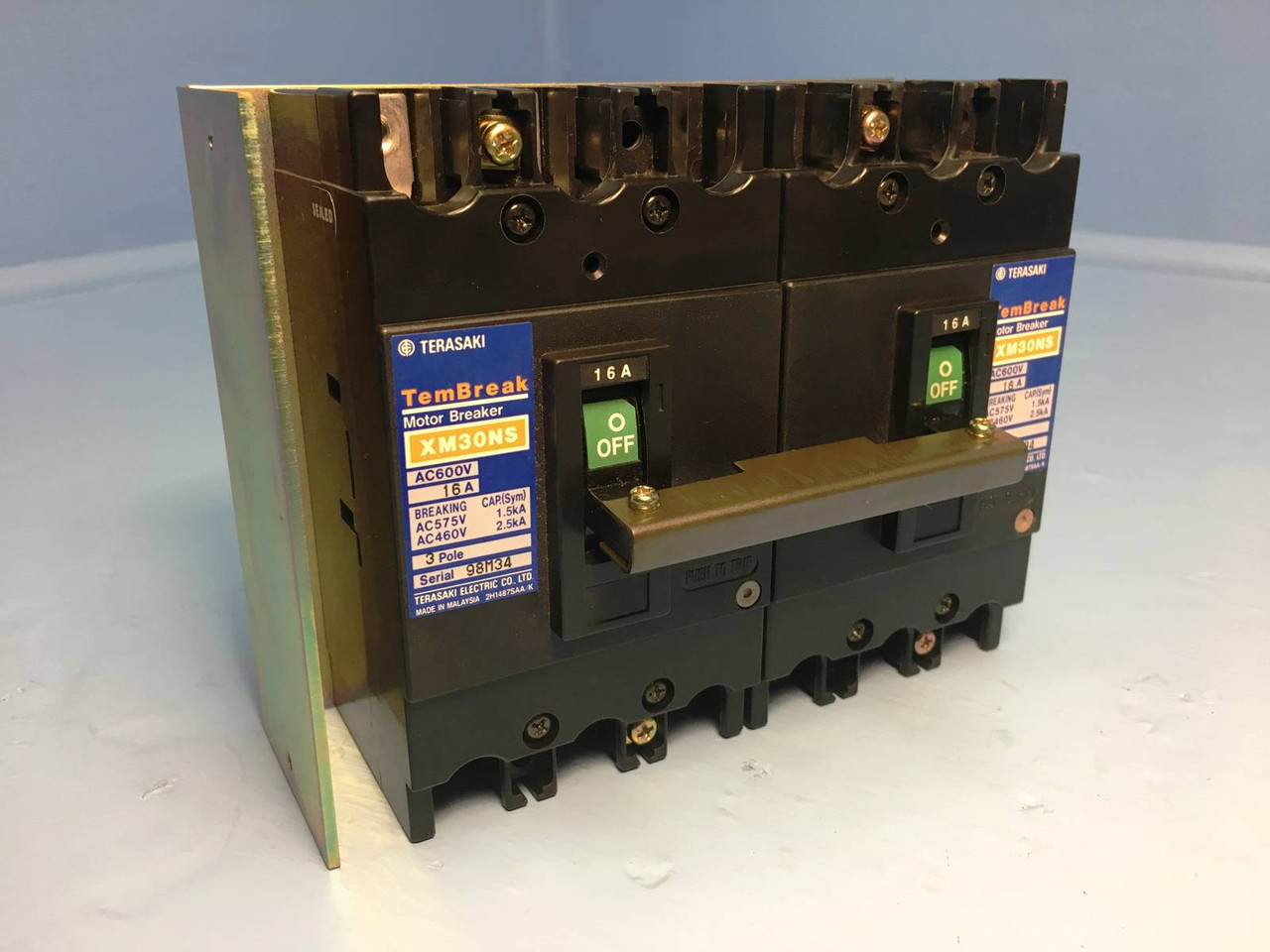 NEW Terasaki XM30NS 16A TemBreak Double Motor Circuit Breaker AC600V 16 Amp NIB (EM1631-2)