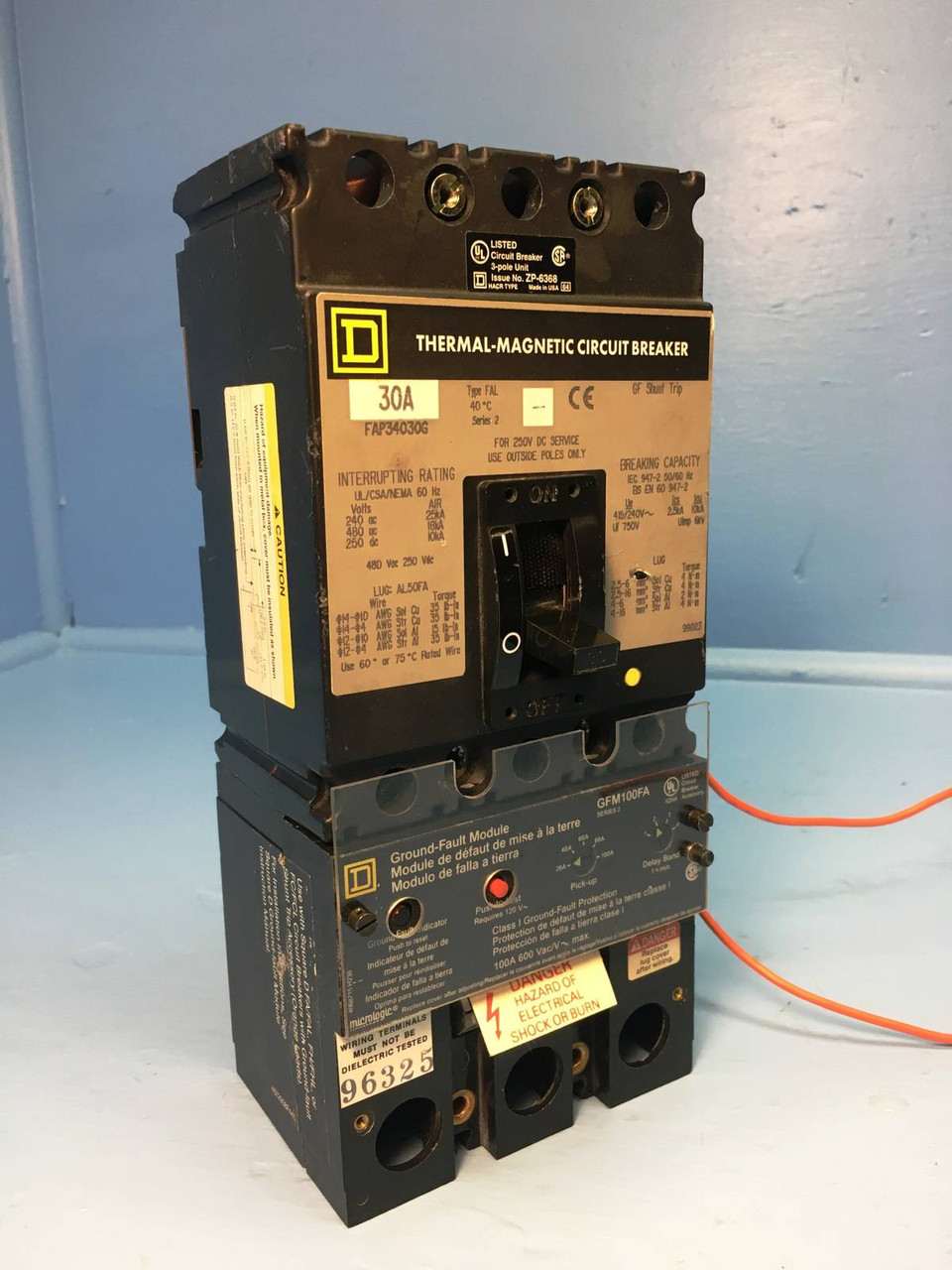 Image of Square D FAP34030G 30A Circuit Breaker S2 w/ Ground Fault Module GFM100FA 30 Amp