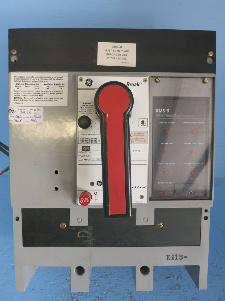 GE General Electric TP1616SS 1600A Power Break Breaker w/ Aux 1600 Amp Plug LSIG (MM0584-3)