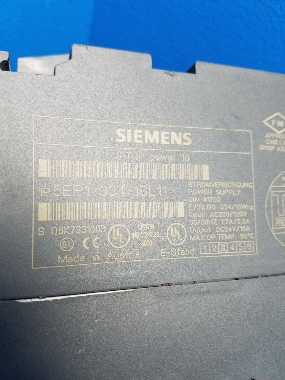 Siemens SITOP 6EP1 334-1SL11 Power Supply  Power 10 24 VDC 10 AMP 24VDC (MM0817-6)