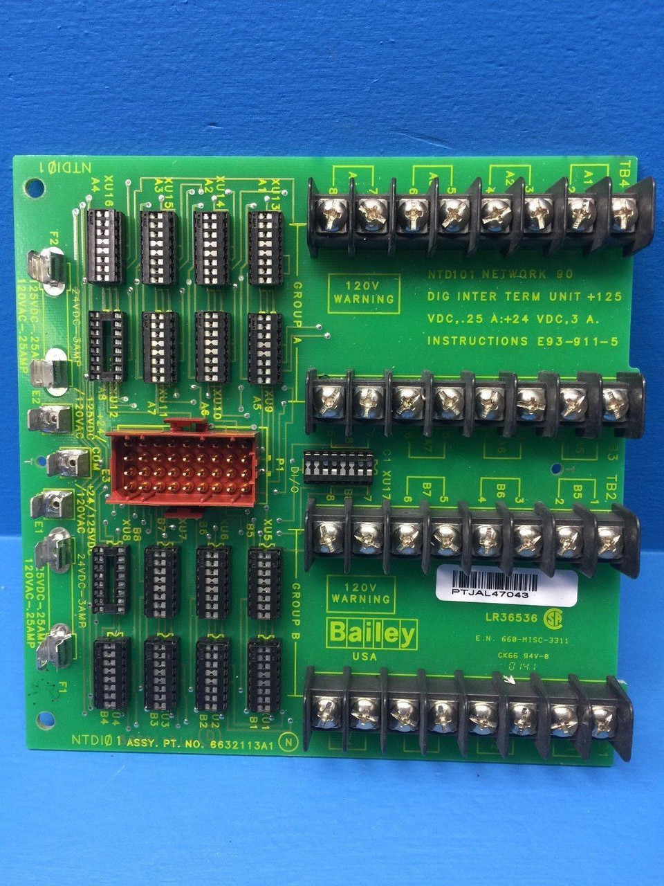 Bailey NTD101 Network 90 Digital Interface Termination Unit +125 Assy 6632113A1 (MM0379-6)